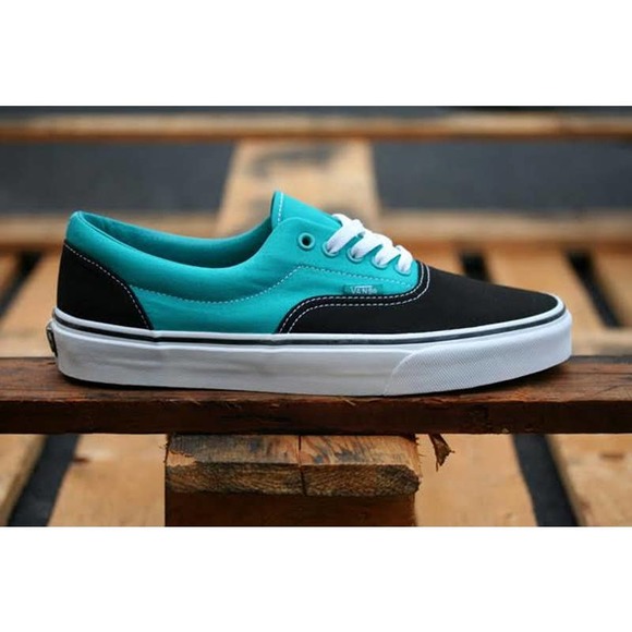 Vans Unisex Teal Black Era Shoes Size 